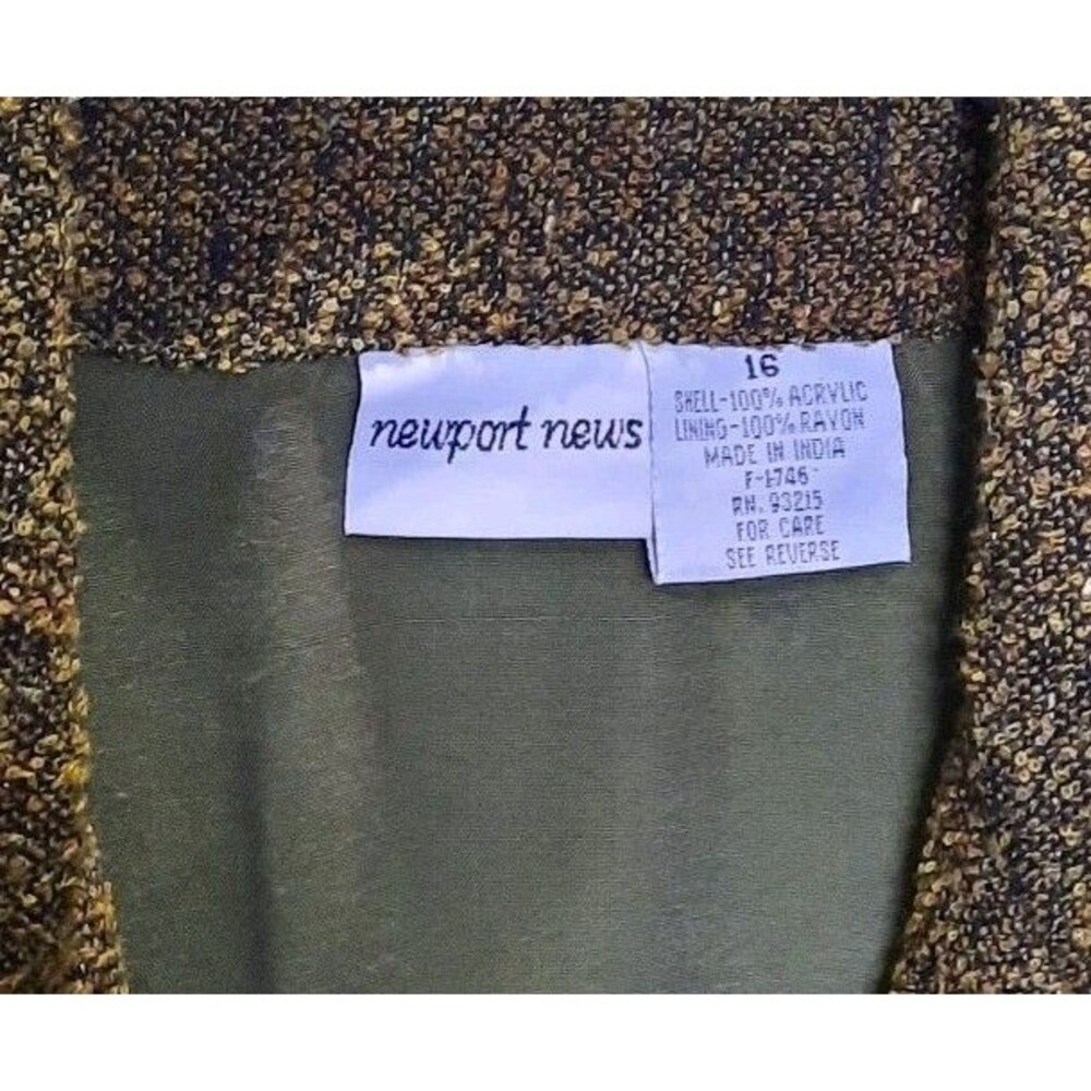 VINTAGE Newport News Brown Brushed Tweed Blazer Jacket Womens Longline Coat 16 - Picture 3 of 4